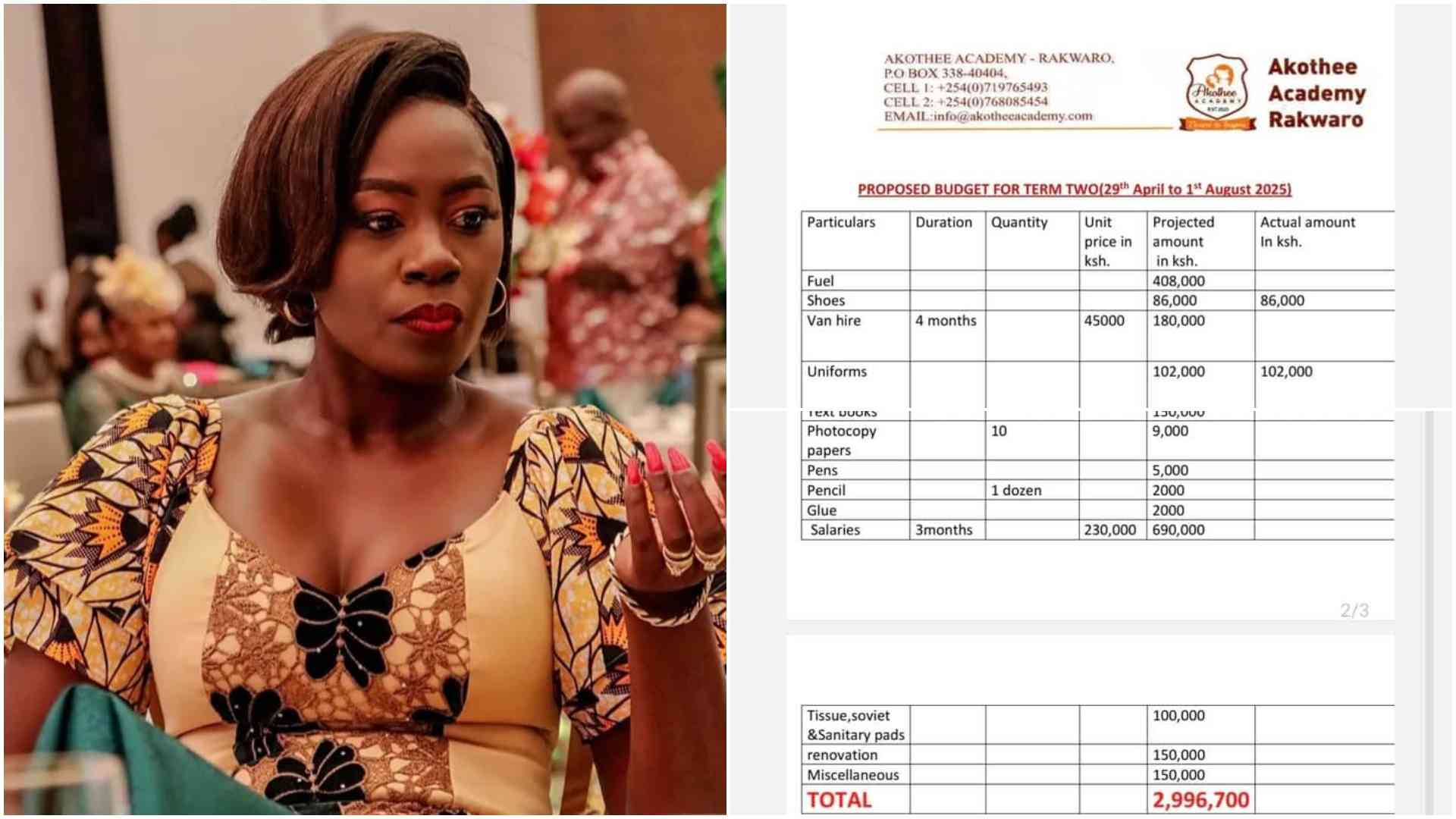 Akothee flaunts Sh2.9 million bill she sponsors students, tells off critics: "Goat of philanthropists"