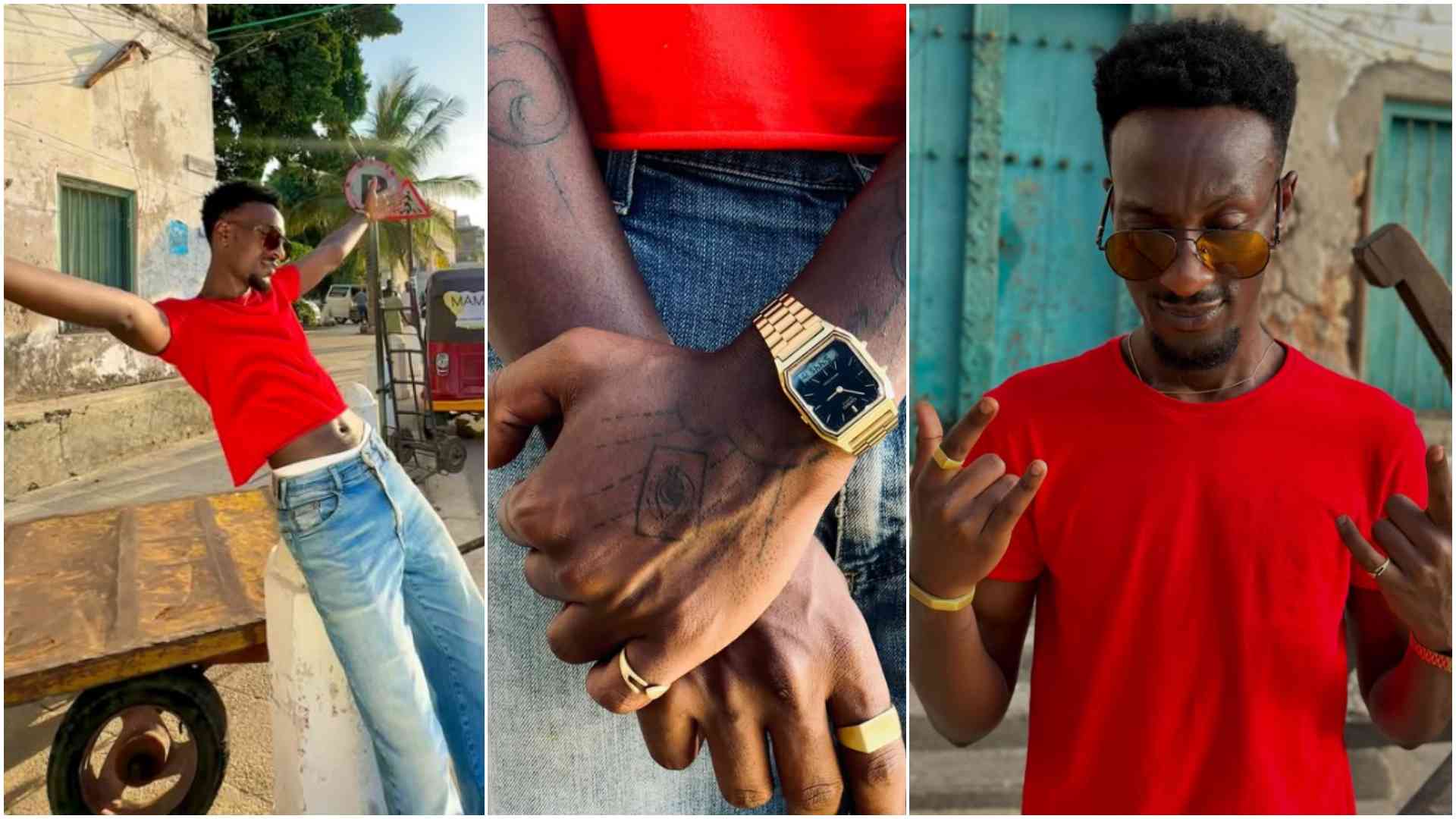Mike Muchiri: Puzzle as influencer deletes hilarious skits, flaunts mysterious 'eye' tattoo, rockstar sign