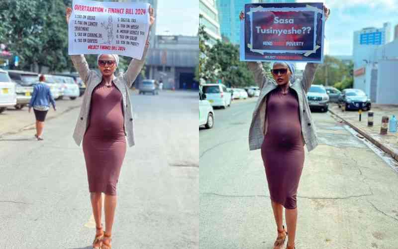 Pregnant Akorino model Carey Priscilla joins protest against Finance Bill 2024