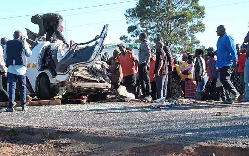 Nine passengers dead, five injured after lorry rams matatu along the Eldoret-Kitale highway