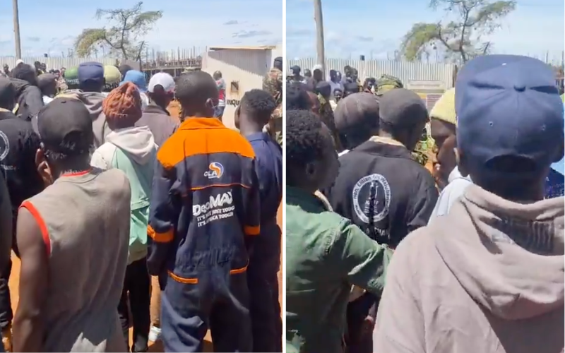 VIDEO: Kitale youth block police vehicle demanding payment after Kindiki rally