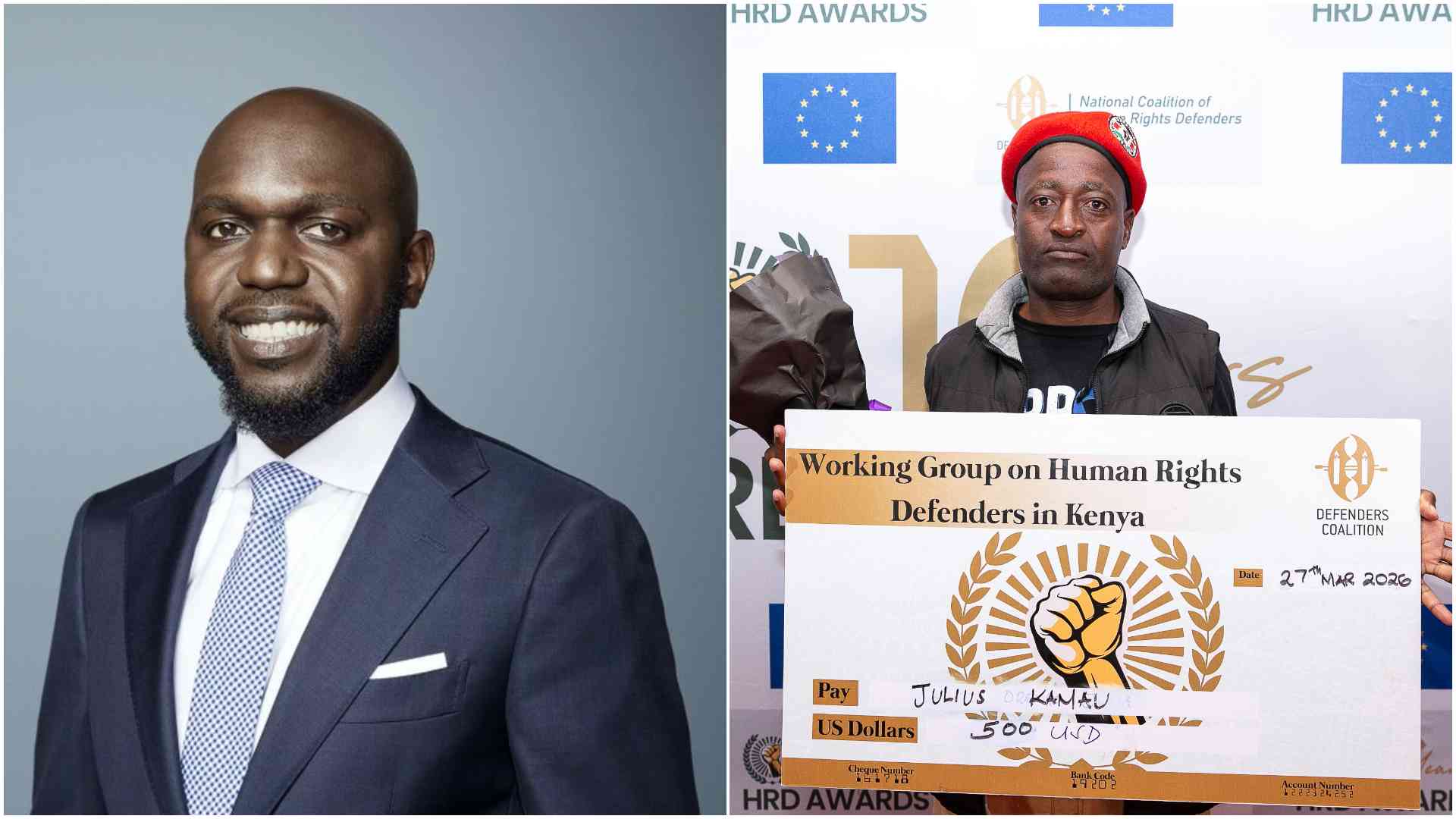 Larry Madowo, Julius Kamau win top honours at Human Rights Defenders Awards