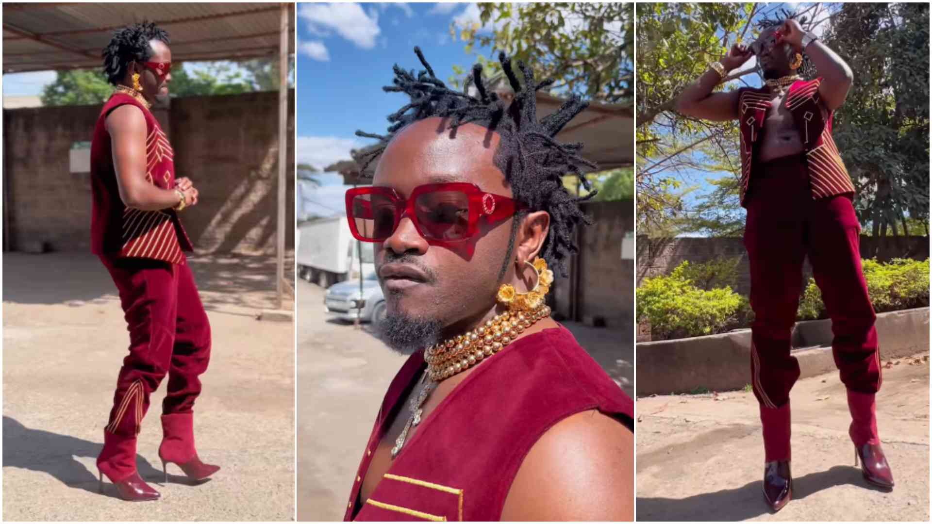 Ex-gospel singer Bahati's high heels, maroon suit look sparks debate in new music video