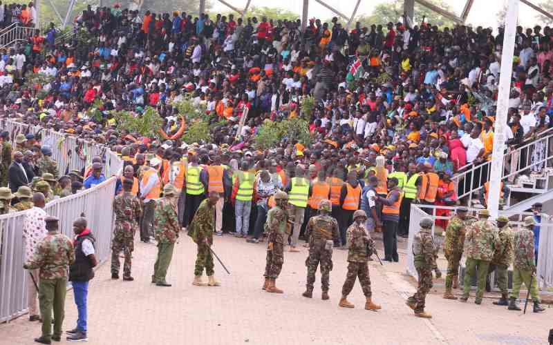 Heavy security at Jomo Kenyatta Stadium ahead of Raila's public viewing