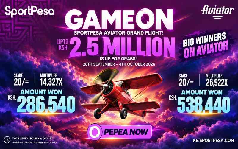 Aviator Grand Flight puts Sh2.5m up for grabs as SportPesa spotlights big winners