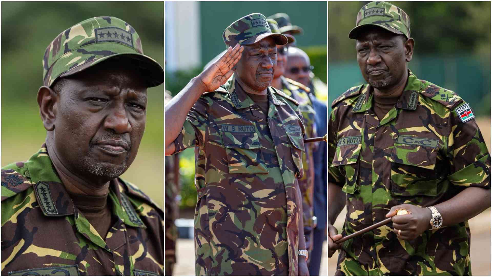 Ruto makes first public appearance in full military attire at KDF day in Eldoret