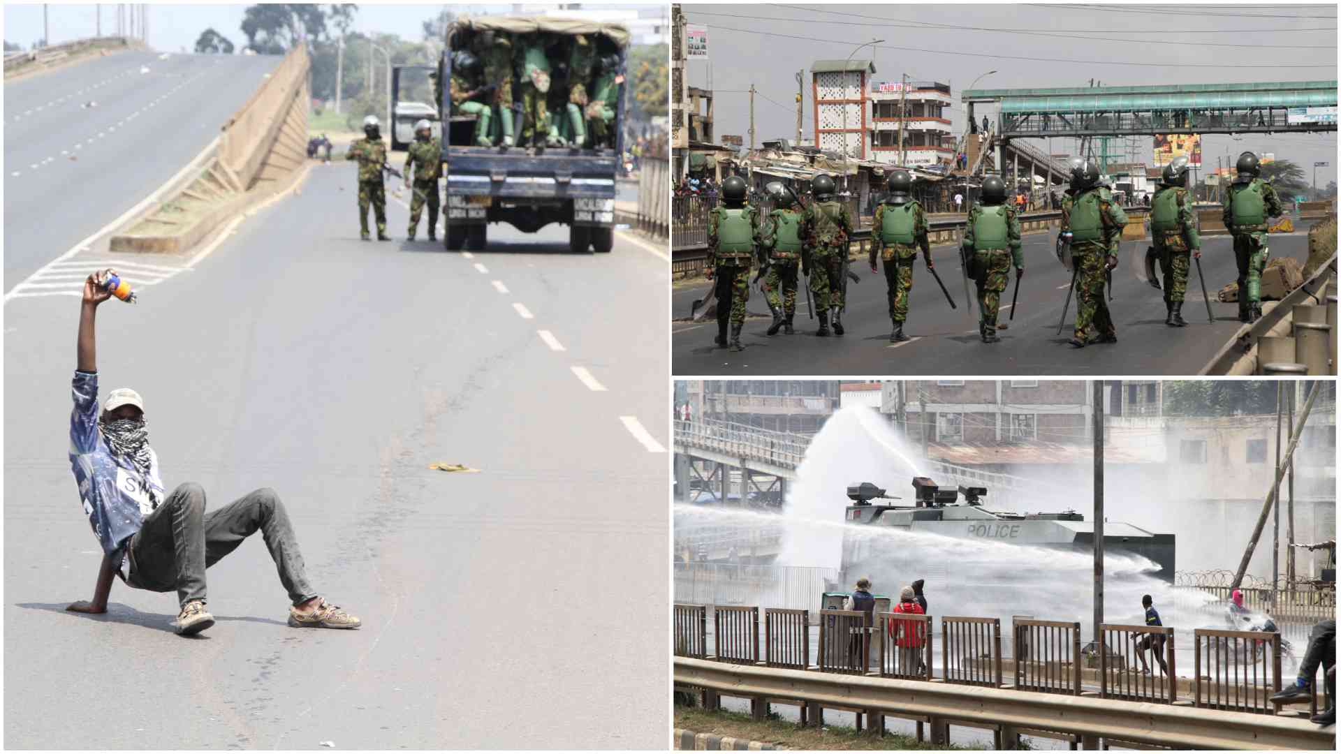 Photos: Frontline action as protestors engage police in running battles along Thika road, Nairobi CBD
