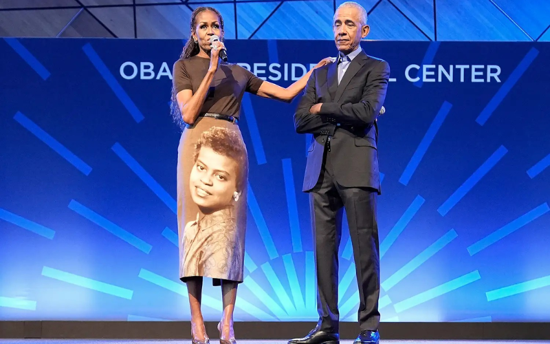 Michelle Obama wears portrait skirt in moving memory of mother Marian Robinson