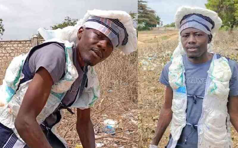 Environmental activist distributes diaper storage bags to curb pollution