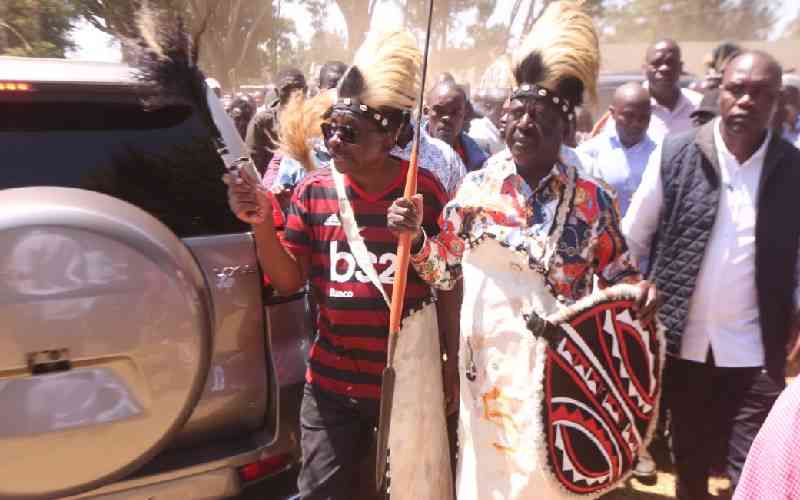 Raila makes statement arrival at Odera Akang'o during Magoha funeral service