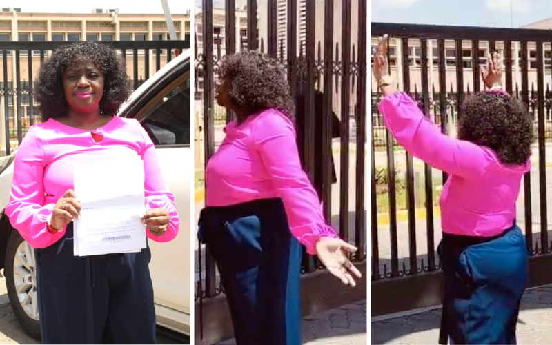 PHOTOS: Drama as Gloria Orwoba blocked from Senate, dares arrest