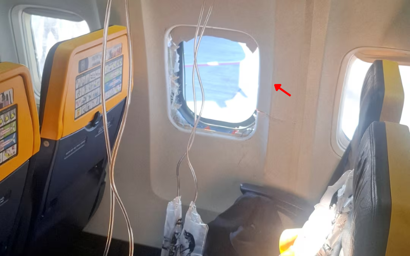 VIDEO: Passenger partially sucked through Ryanair aircraft window after engine failure
