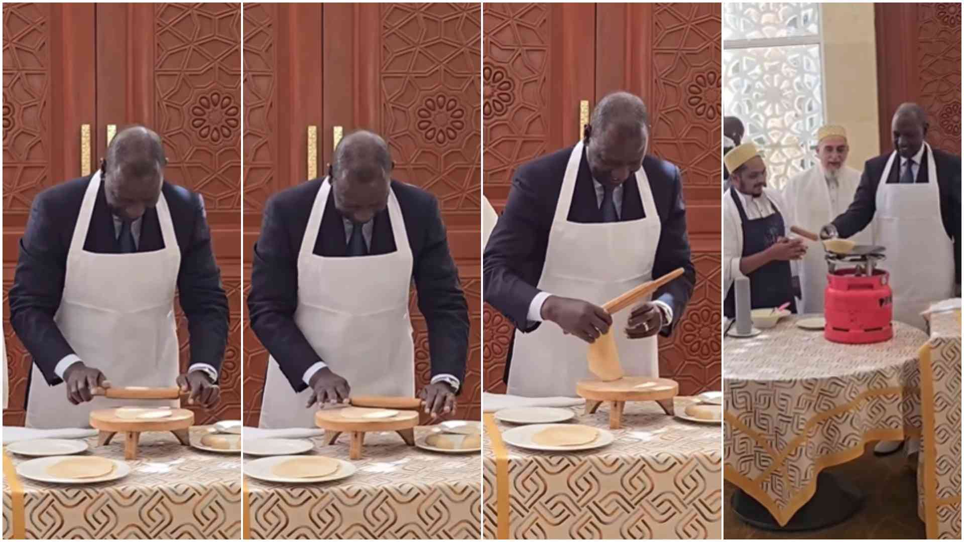 Video shows Ruto struggling to make round chapatis in Karen: 'El chapo'