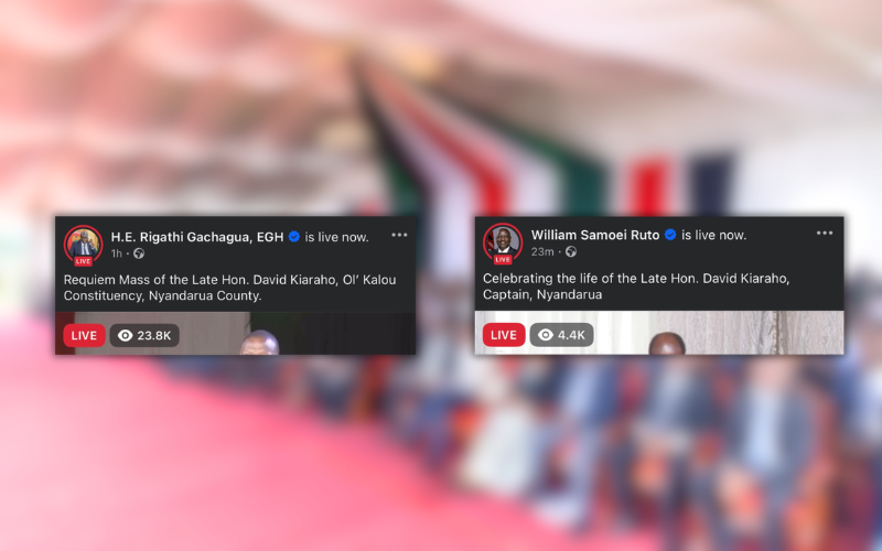 Digital duel as Gachagua, Ruto compete for livestream viewers during MP Kiaraho's requeim