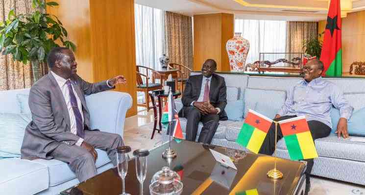 President Ruto discusses Raila's AU Chair bid with African leaders in China