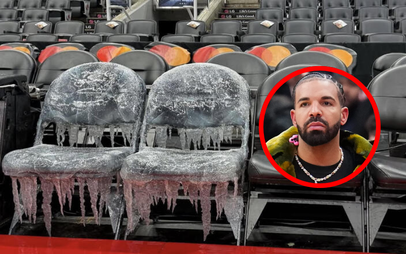 Drake teases "Iceman" album with frozen courtside seats at Toronto Raptors game
