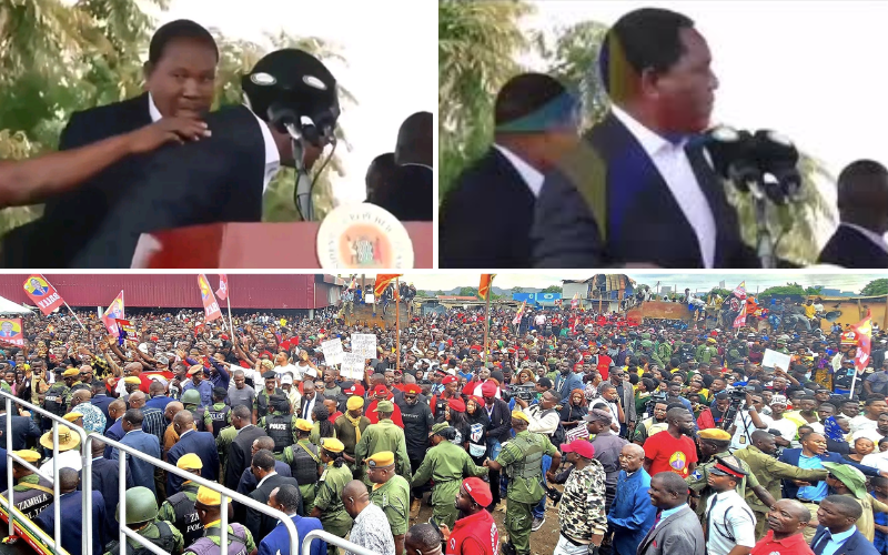 VIDEO: Zambian President Hichilema flees after angry crowd hurled objects during speech