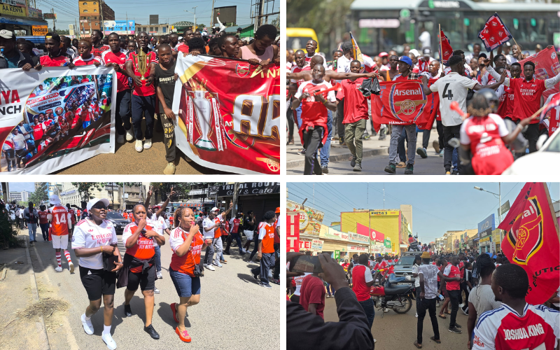 PHOTOS: Arsenal supporters take over Nairobi CBD, major towns after historic League win