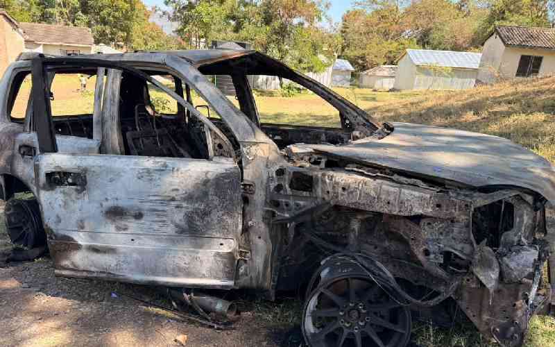 Homa Bay UDA chairman's vehicle torched by unknown attackers