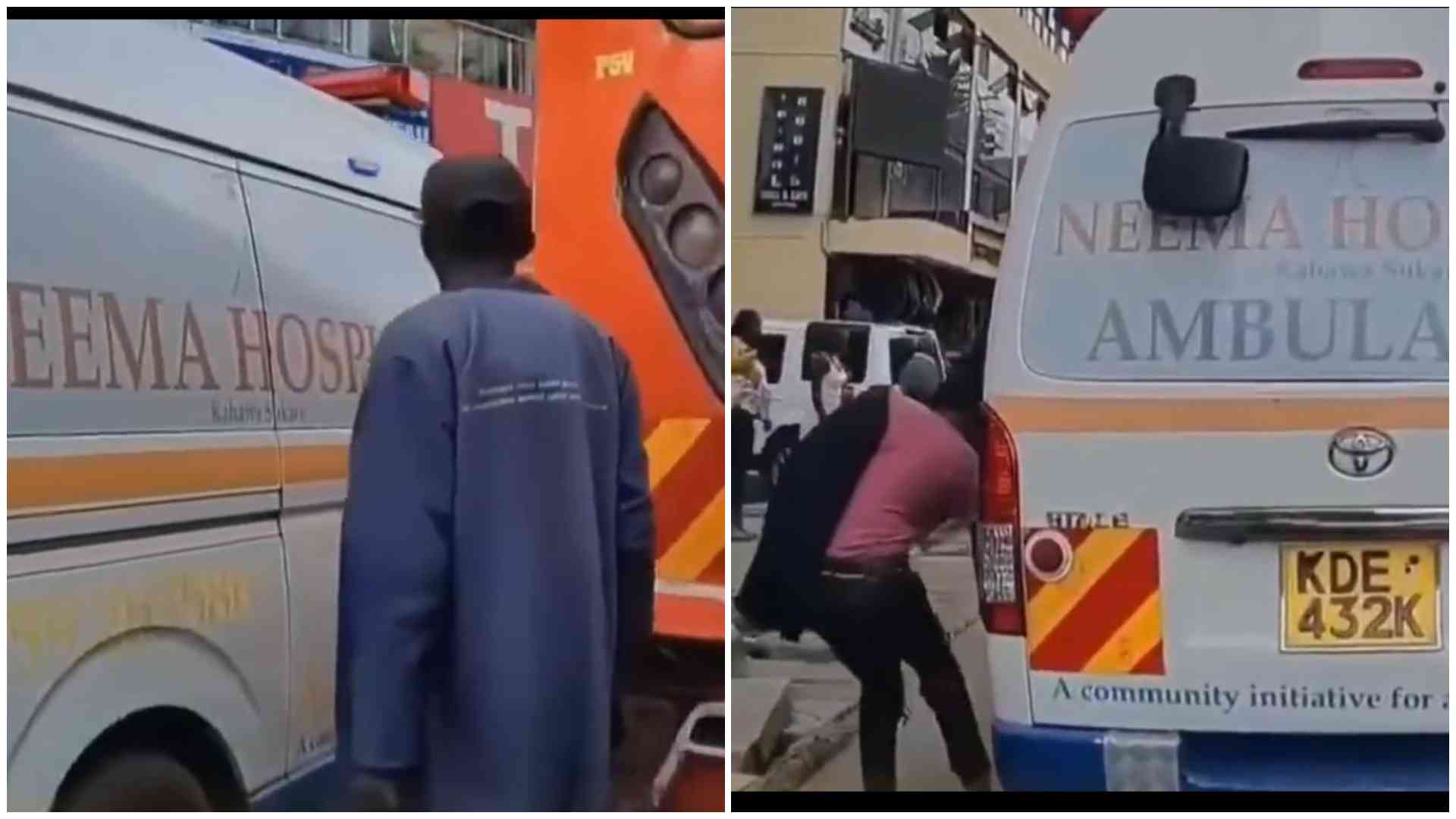Video: Thieves caught on camera stealing ambulance wheel caps in Nairobi CBD traffic