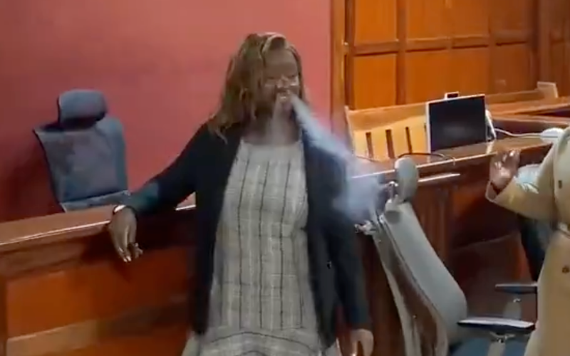 Video shows Kenyan woman openly smoking in court, blowing smoke through nose