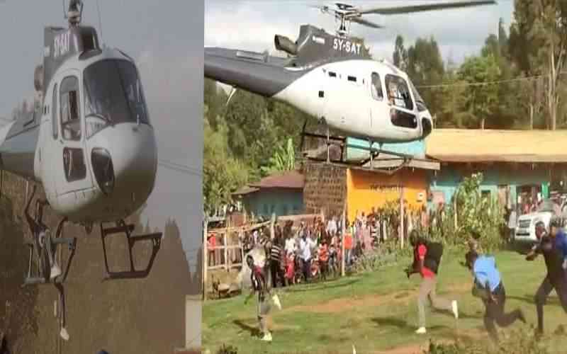Meru man hangs on CS Peter Munya's helicopter