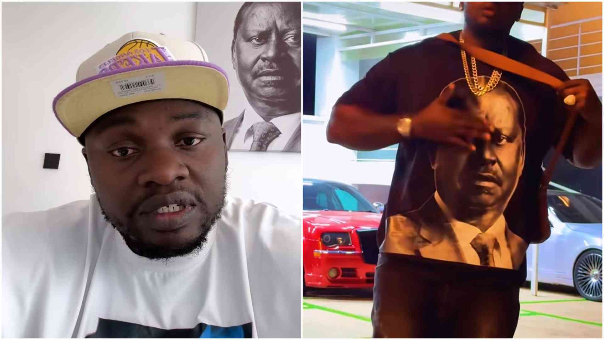 "Sijakua na Nguvu": Khaligraph Jones mourns Raila Odinga with powerful message and tribute tee