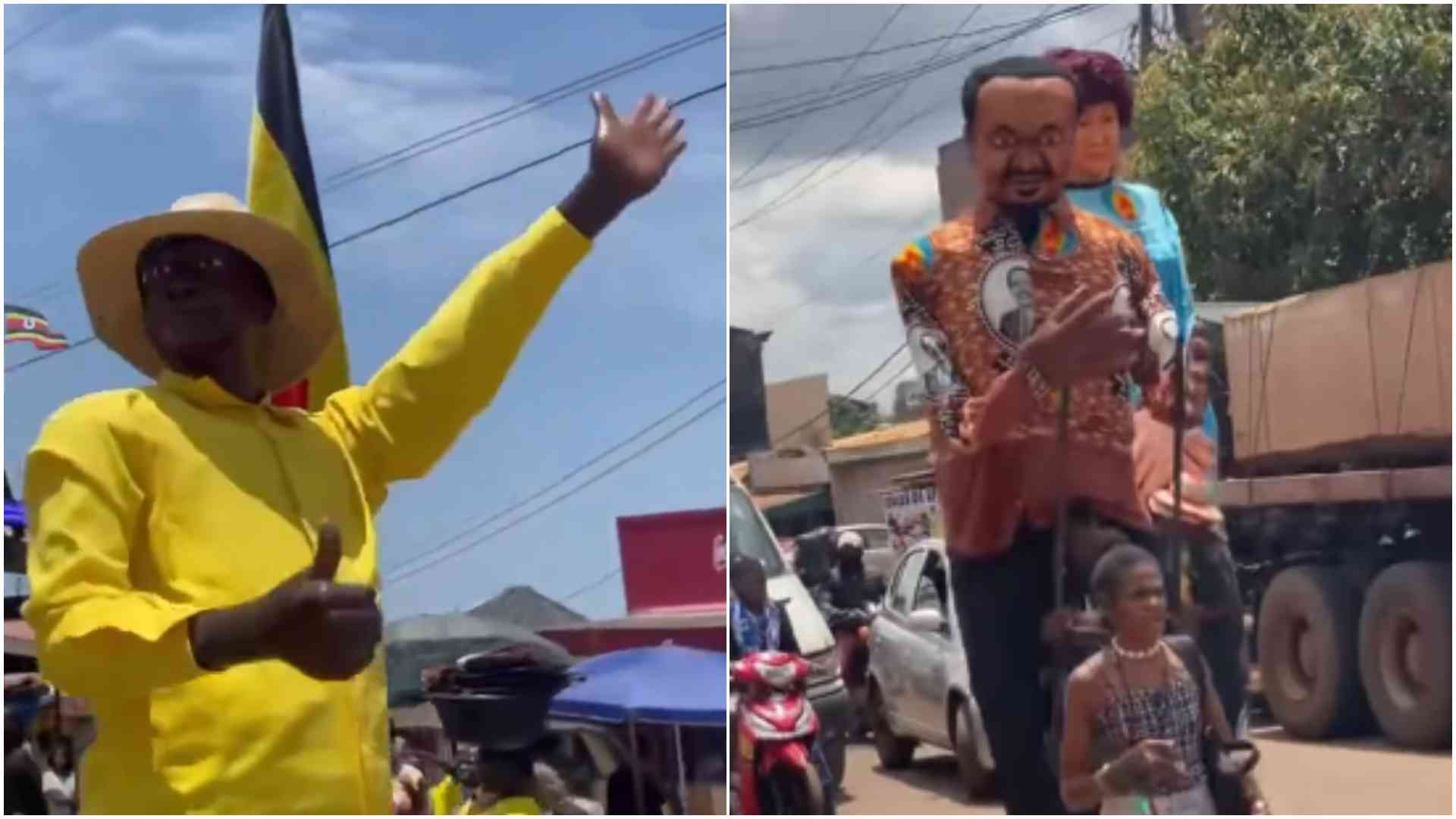 Uganda's Museveni, Cameroon's Biya deploy giant mannequins for re-election campaign