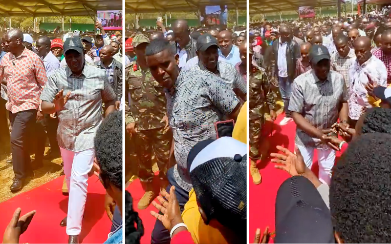 VIDEO: President Ruto pushes away bodyguard blocking his interaction with Nyeri residents