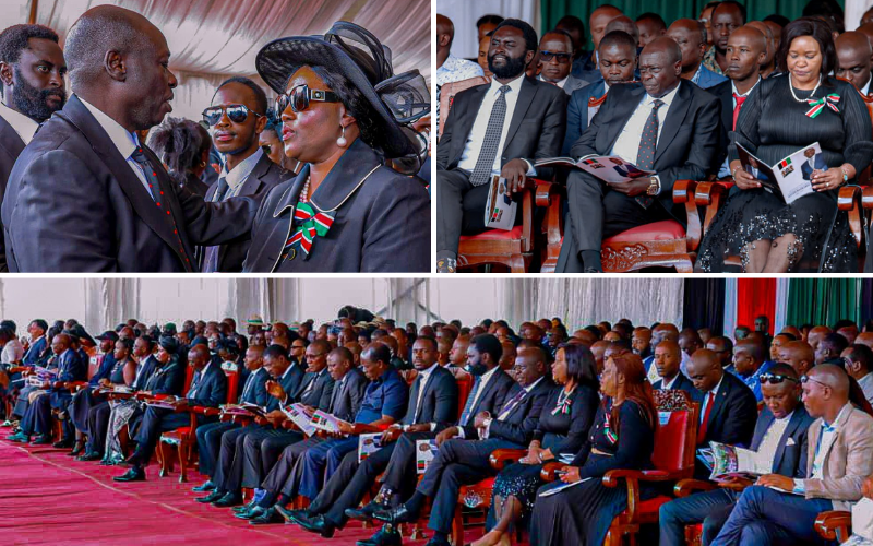PHOTOS: Rigathi Gachagua defiantly occupies front-row seat during MP David Kiaraho's requeim