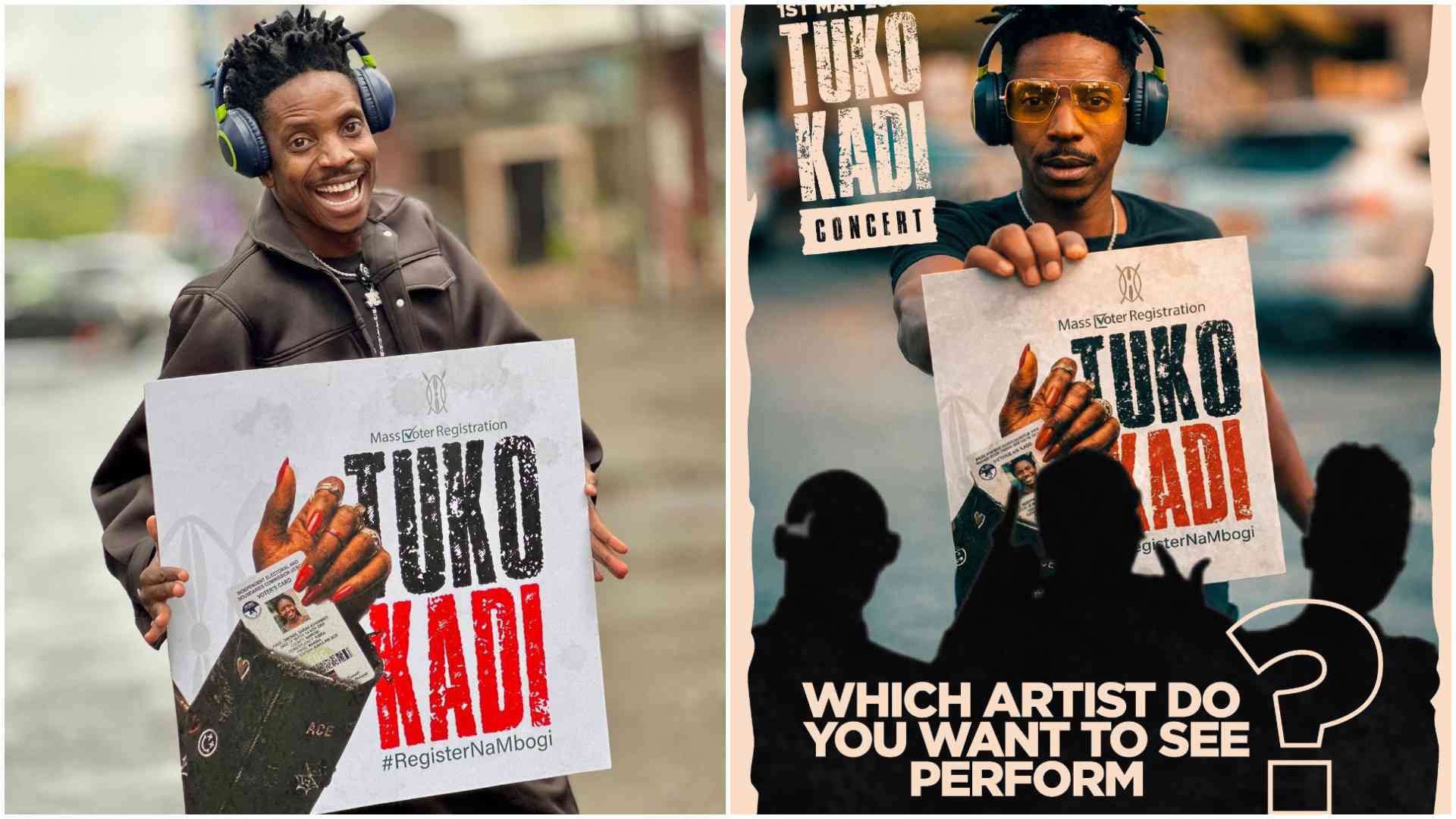 Eric Omondi organises 'Tuko Kadi' concert, asks fans to suggest performing acts