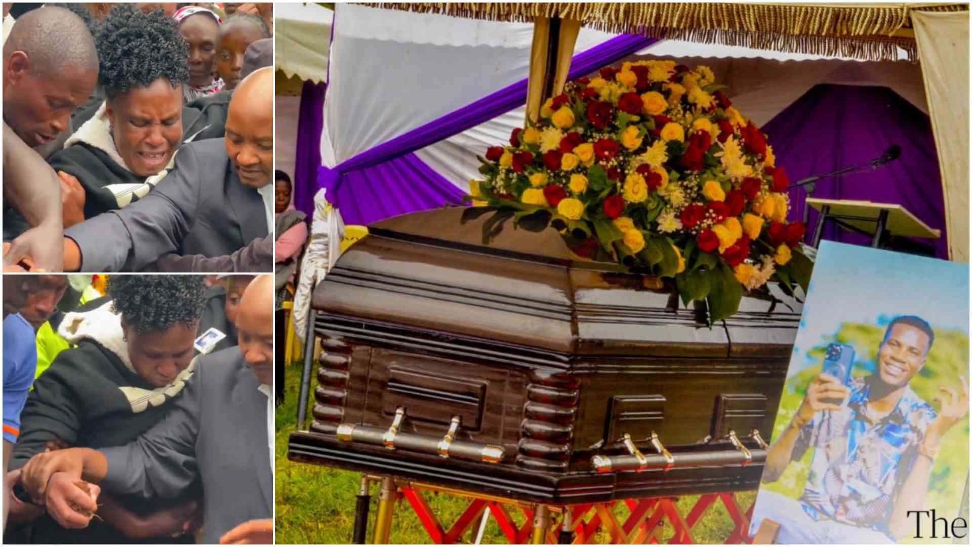 Heartbreaking video shows KK Mwenyewe's mum struggle to throw soil into grave