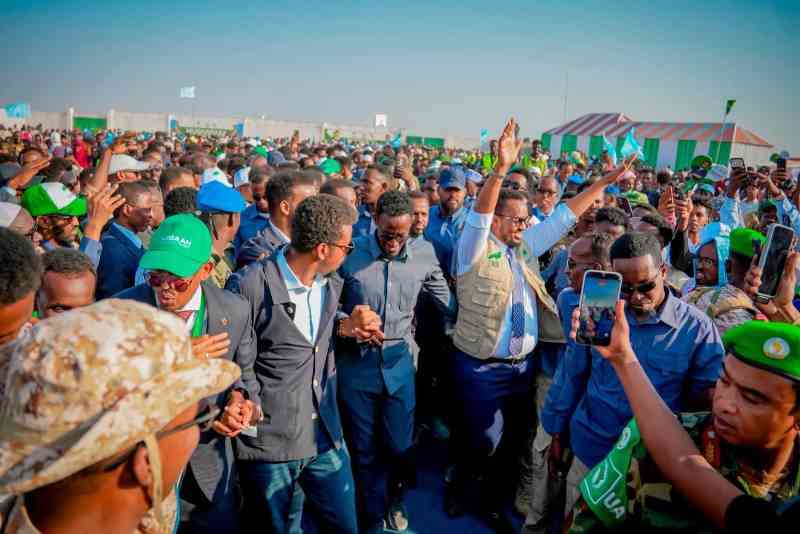 Galmudug presidential hopeful Liibaan Hassan welcomed in Dhusamareeb
