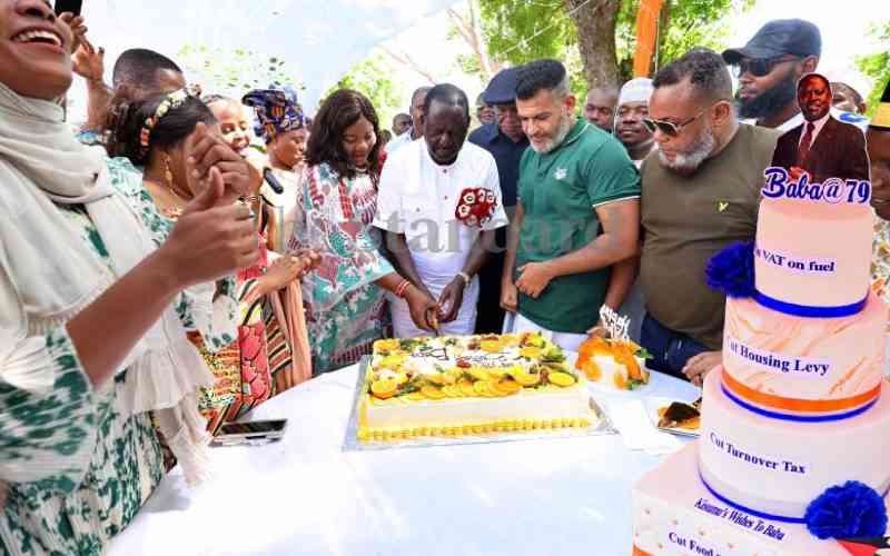 Opposition supporters celebrate Raila's 79 birthday with clear cake messages to Ruto