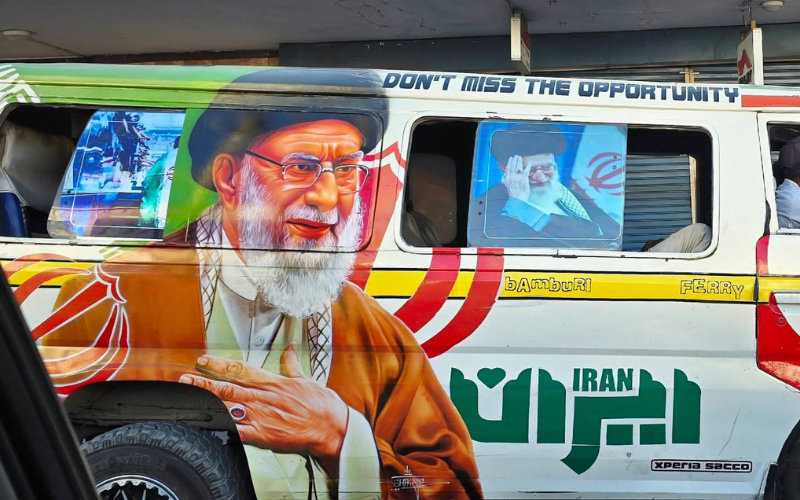Mombasa matatu spotted with portrait of late Iranian leader Ali Khamenei amid tensions