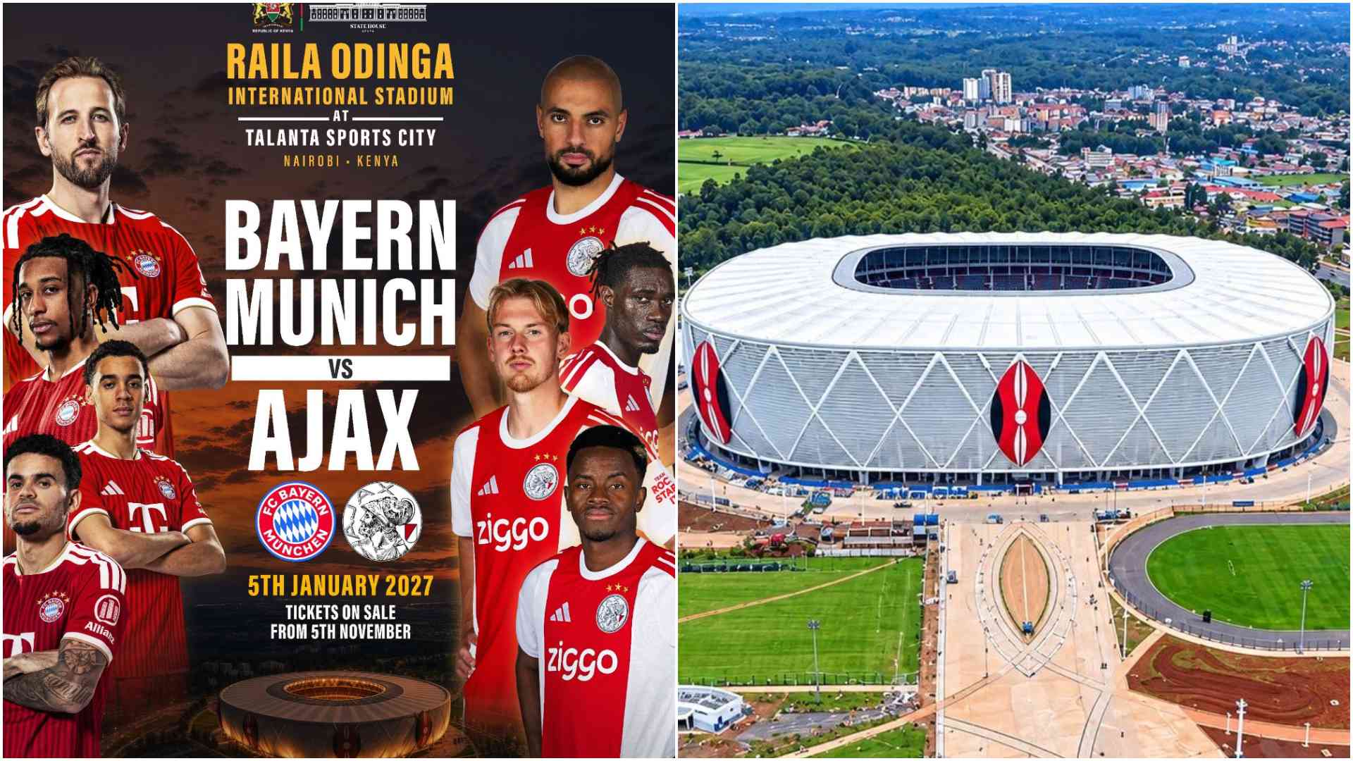 Bayern, Ajax and Ballon d'Or king Kane set for Raila Odinga International Stadium opening in January