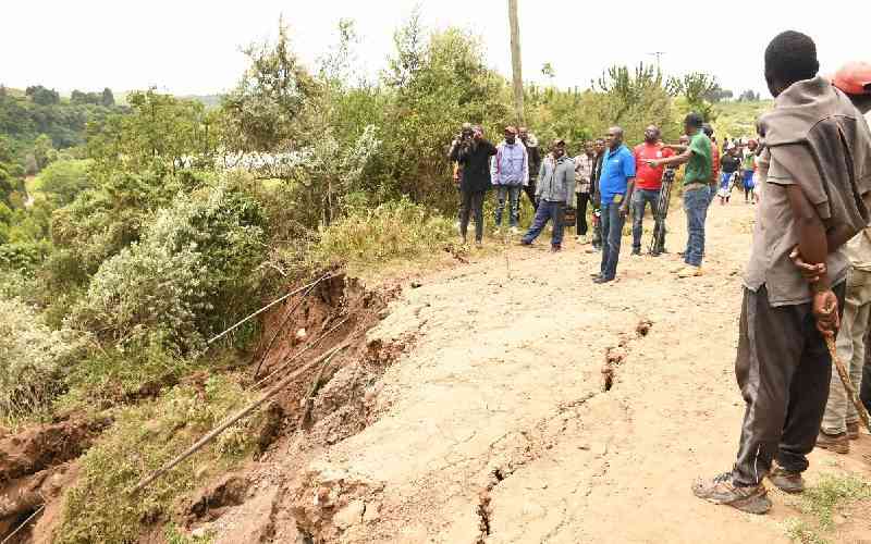 Landslide buries graves and road in Nyandarua