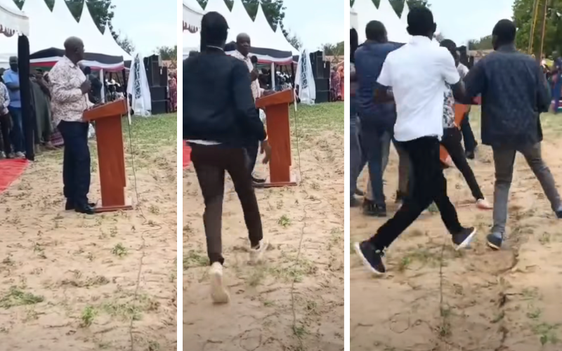 VIDEO: Kilifi Governor Mung'aro flees after man stormed podium mid-speech