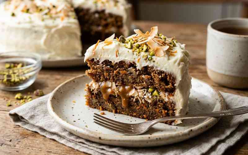 Carrot pudding cake with cream cheese frosting
