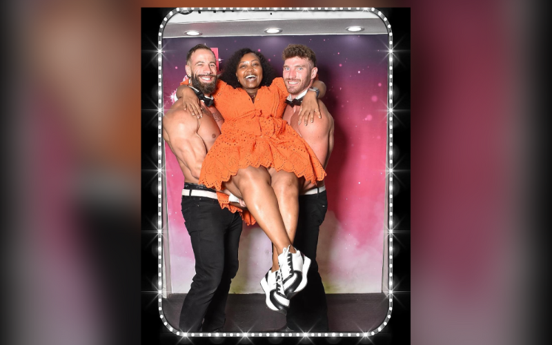 Photo of Millicent Omanga in the arms of two strong-armed Chippendales men excites Kenyans
