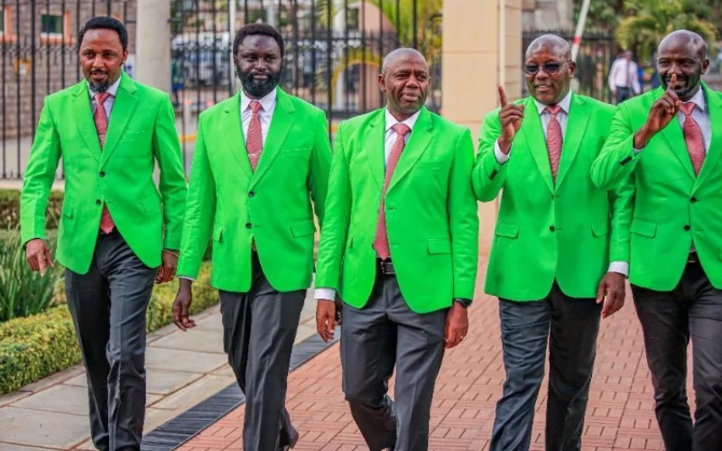 Methu, DCP-allied senators don matching green blazers at Parliament after Ol-Kalou victory