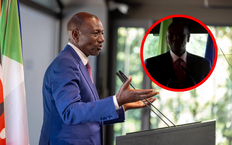 VIDEO: President Ruto momentarily interrupted after sudden blackout mid-speech in Rome