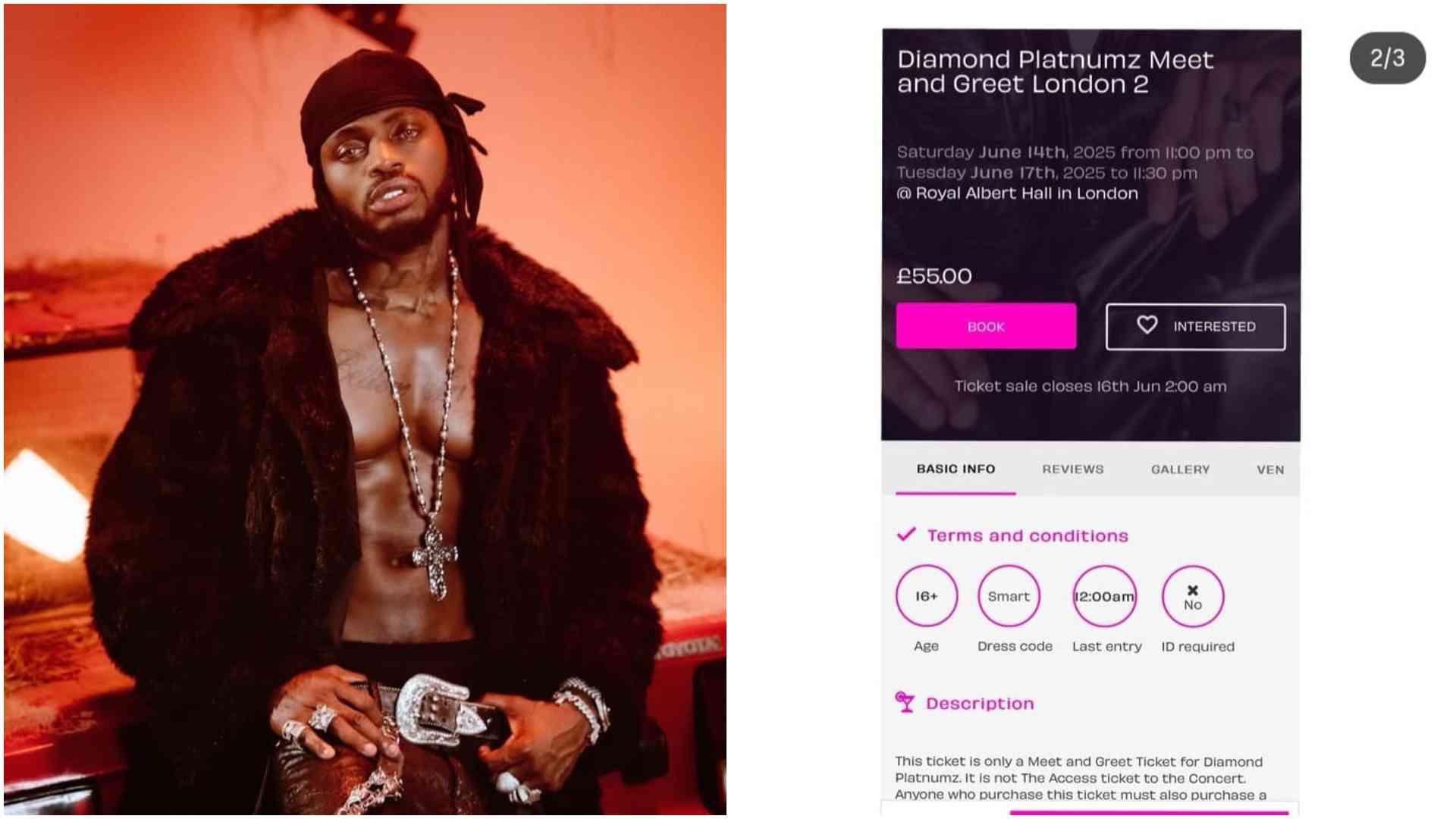 Diamond Platnumz charges fans Sh8,000 for Meet and Greet in London