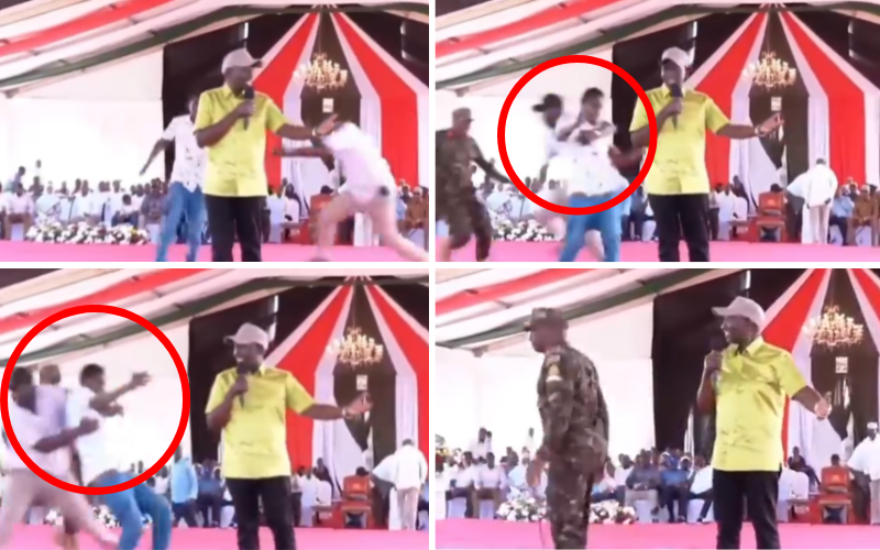 VIDEO: Ruto's security swiftly intercepts man in Wajir security scare