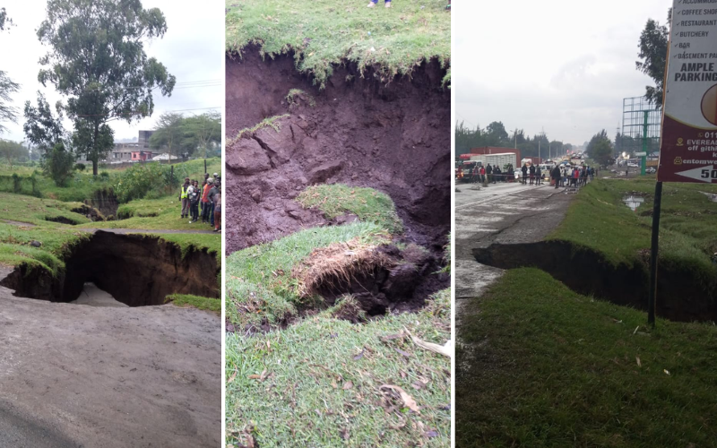 Nakuru: Video shows scary moment sinkhole formed along Eldoret highway