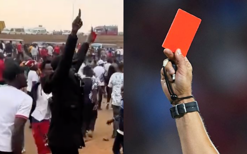 Daring Nairobi man flashes red card at police officers after imaginary VAR check