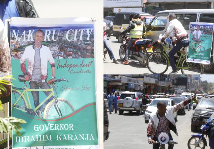 VIDEO: Teacher hits campaign trail on his bicycle, wants Nakuru governorship