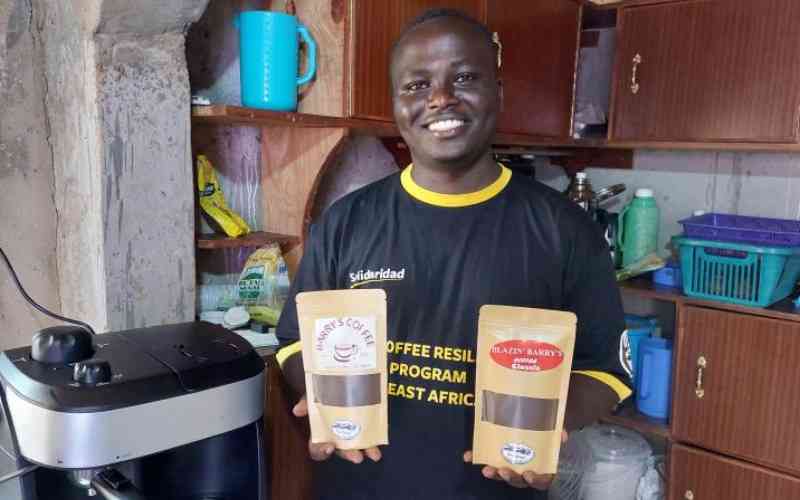Young digital coffee farmers blending profits