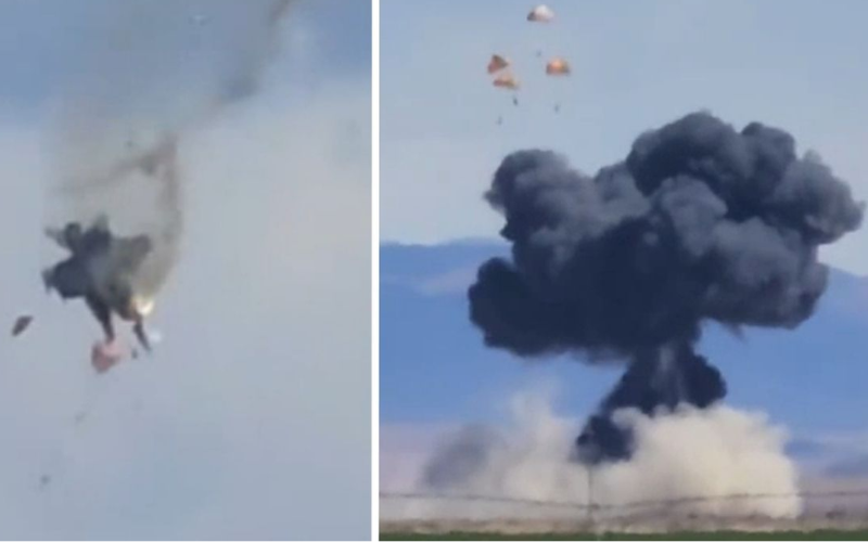 Four US Navy crew narrowly escape death after mid-air jet collision during air show