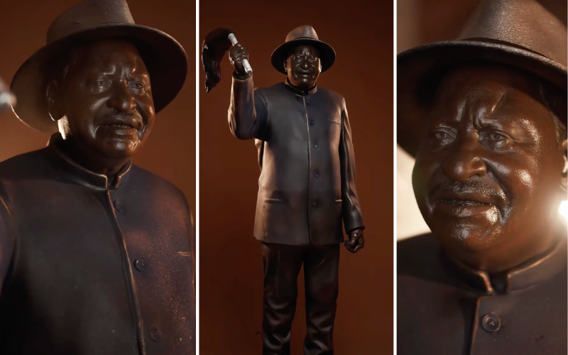 PHOTOS: Nairobi artist Mandela Ondula unveils stunning Raila Odinga 'Enigma' sculpture